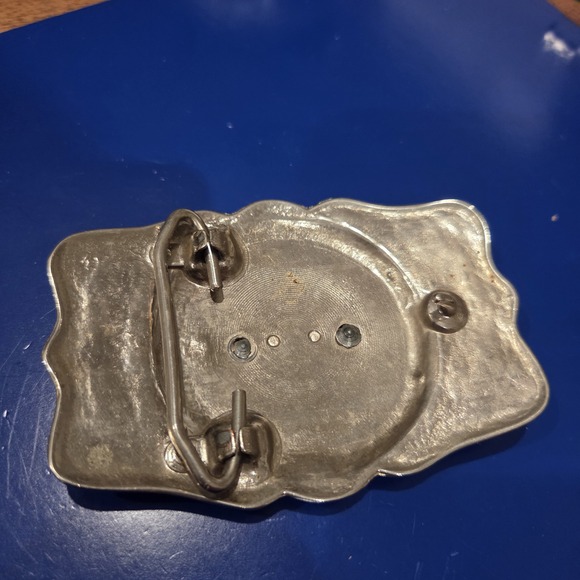 Western Rodeo Bronc Rider Belt Buckle Gold Silver Tone Rope Edge - Picture 5 of 6